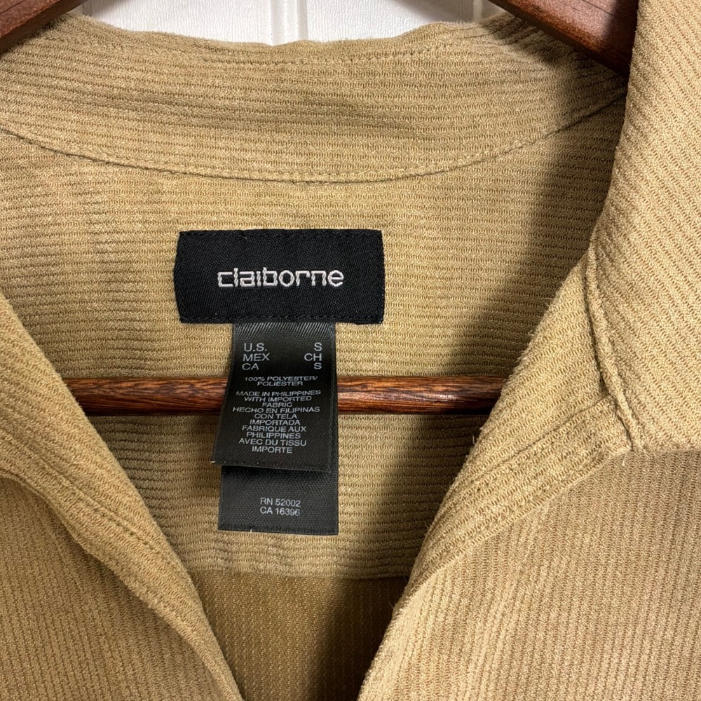 Claiborne Pullover Shirt Mens Small Tan Excellent Corduroy V-Neck Long Sleeve - Picture 3 of 6